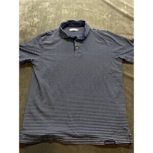 SOUTHERN PROPER small‎ Men's S/S Cotton Polo Shirt blue white striped preppy